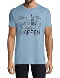 Stay Positive Work Hard Make It Happen Rundhals Baumwolle Herren T-Shirt Hellblau, hellblau, M