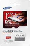 Samsung Speicherkarte MicroSDXC 128GB EVO Plus UHS-I Grade 1 Class 10, für Smartphones und Tablets, mit SD Adapter