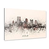 artboxONE Alu-Print 120x80 cm Pittsburgh Skyline Artistic beige von Künstler Bekim Mehovic
