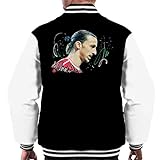 VINTRO Zlatan Ibrahimovic Herren Varsity Jacket Original Portrait by Sidney Maurer Professionell Bedruckt Gr. L, Jet Black Arctic White
