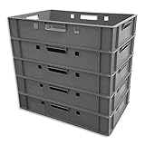 5er Set E1-Kiste Eurobox Metzgerkiste Lagerbox 60x40x12,5 cm stabil für Lebensmittel geeignet (grau)
