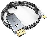 WARRKY USB C auf HDMI Kabel 4K, [Anti-Interferenz Vergoldete Stecker] Geflochten Kabel, Thunderbolt 3/4 Adapter Kompatibel für MacBook Pro/Air, iMac, iPad Pro, Galaxy S8 to S23, Surface, Dell, HP- 3m