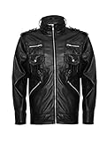 Ribi's Mens Biker Motorbike Faux Leather Jacket for Men - Mens Synthetic Leather Jacket