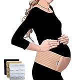 Testsieger - Schwangerschaftsgürtel - Bauchband Schwangerschaft - Schwangerschaftsgurt verstellbar - Bauchstütze atmungsaktiv - Bauchgurt Schwangerschaft - Umstandsmode - mit BH Extender (Braun)