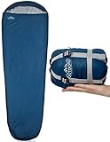 Outdoro ultraleichter Schlafsack 800g - kleines Packmaß - leicht, dünn und warm - Idealer Sommerschlafsack, Mumienschlafsack für Herren, Damen, Erwachsene (blau)