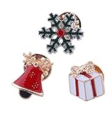 PULABO Weihnachtsbaum Brosche Schneeflocke Glocke Emaille Brosche Abzeichen Kleidung Dekor 3 Stücke Premium QualitätSicherheit