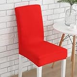 UKKO Stuhlhussen aus Stoff für Esszimmerstühle, hohe Rückenlehne, Wohnzimmerstuhlbezug für Stühle für Küche für Sofa und Sessel, rot, 1 Stück