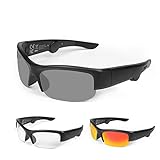 TJ Half-frames Audio Sonnenbrille mit offenem Ohr Kopfhörer intelligente Sonnenbrille für Männer Frauen Fahrradbrille UV400 Leichtgewicht beim Radfahren, Größe:142mm Mitte