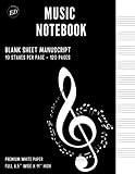 MUSIC NOTEBOOK | MUSIC STAFF PAPER NOTEBOOK|: Blank Sheet Manuscript | 10 Staves Per Page - 120 Pages | 8,5'' wide x 11'' high | Premium white Paper | ... ledger paper notebook | Elegant Black Cover