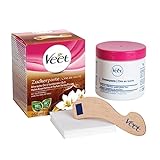 Veet Zuckerpaste Vanilleblüte zur Haarentfernung von Gesicht & Körper, 1 x 250 ml inkl. Holzspatel & Stoffstreifen, Veet Sugaring