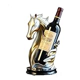 FJXJLKQS Pferdeform Display Regal Weinhalter Tier Statue Kreative Wein Flasche Rack Halter Küche Essbar Barwaren Dekoration Handwerk (Color : Light Grey)
