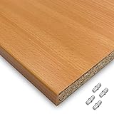 X57 Einlegeboden Regalboden Holzboden 19mm nach Wunschmaß max. 500mm breit x 400mm tief Zuschnitt Anfertigung 2mm Umleimer ABS Kante (Buche)