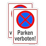 Absolutes halteverbot Parken verboten Schild,18 x 25 cm,Reflektierendes Aluminium,einfache Montage,UV-Schutz,Wasserdicht,2 Stück