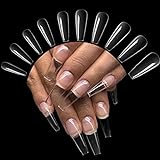 500 Stück Acryl Falsche Künstliche Nägel Tips, Transparent Kunst Gefälschte Nägel Tipps Fake Coffin Nail Tips für Damen