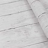 Hode Klebefolie Holzoptik Weiß für Möbel, Selbstklebende Folie Holz für Schrank, Möbelfolie Selbstklebend für Küchenschränke Wasserdicht Tapete 45X300cm