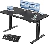 JUMMICO Höhenverstellbarer Schreibtisch mit USB-Ladeanschluss 140 x 60 cm, Schreibtisch Höhenverstellbar Elektrisch, Steh-Sitz Tisch Stehpult Verstellbarer Computertisch,Standing Desk,Schw