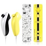 AUFGLO Wii Controller 2 Pack Wii u Remote mit Nunchuck mit Silikongehäuse und Handgelenksg