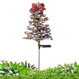 Solar-Weihnachtsbäume für draußen, Solar-Weihnachtsbeleuchtung für draußen | Mehrfarbige Weihnachts-Wegebeleuchtung, LED-Weihnachtsbaum mit Außenbeleuchtung - Solar-Weihnachtsbäume mit Schleife und O