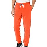 Xmiral Herren Fleece Jogginghosen Basic Hosen Einfarbig Tunnelzug Mittlere Taille Dick Winter Trainingshosen(Orange,XL)