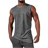 Tank Top Herren Ärmelloses Rundhals Muskelshirts Gym Sport T-Shirt Mode Einfarbig Tops Leicht Atmungsaktive Funktion Shirt Bequeme Lässige Sommerhemd Bodybuilding Workout Träg