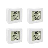 4er Set Digital Thermometer für Innenräume, LCD Hygrometer & Thermometer, Hochpräzises Sensor Feuchtemessgerät Temperatur Monitor Raumthermometer
