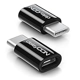deleyCON 2X USB-C Adapter Micro USB Buchse zu USB C Stecker zum Laden & Synchronisieren für Handy Smartphone Tablet Laptop USB Adapter - Schwarz