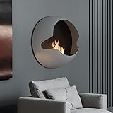 Alcohol Fireplace Interior Decorations True Flame Heater Round Modern Ethanol Stove Placed/Wall Mounted Suitable for Living Room Bedroom Kitchen (Beige Wall Mounted)