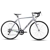 Hiland Rennrad 700c Stahlrahmen mit 12 Gang-Schaltung 54cm Silber klemmbremse Racing Bike City Pendlerfahrrad für Damen und Herren