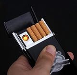 SHUANGJ High-End-Mode Geschenk Anti-Druck-Zigarettentasche mit USB-Feuerzeug Aufladen für Männer