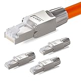 HB-DIGITAL 4x CAT 7 RJ45 Netzwerkstecker für Ethernet LAN Verlegekabel auf Schneidklemme LSA werkzeuglos feldkonfektionierbar vergoldete Kontakte Vollgeschirmt STP 10 Gbit/s CAT 7 CAT 6a DSL