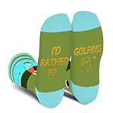 AGRIMONY Lustige Golf Socken Herren Jungen-I’D RATHER BE GOLFING Männer Bunte Lustig Coole Verrückte Socken mit Motiv Witzige Weihnachten Geschenkideen Geschenke für Golfer