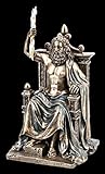 Unbekannt Griechischer Gott Zeus Figur - Göttervater auf Thron mit Blitz Veronese | Deko-Figur, Deko-Artikel, Skulptur, Statue, H 20,5 cm
