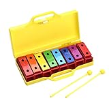 8-Note Xylophone Glockenspiel with Child Safe Mallets Perfectly Tuned Resonator Bells Educational Musical Toy