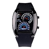 Fashion Watches Schöne Uhren, Herren Sportwagen RPM blau&weiße LED-Drehzahl Armbanduhr (Farbe : Schwarz)
