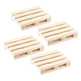 Ideen mit Herz Mini-Paletten | kleine Deko-Paletten aus Holz | ideal zum Basteln, DIY oder als Untersetzer für Getränke (10 x 8 x 2 cm | 4 Stück)
