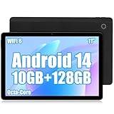 Ainmel Tablet 11 Zoll, Android 14 Tablet with Octa Core 2.0GHz Prozessor, 10GB RAM 128GB ROM 1TB TF, 5G+2.4G WiFi 6, 8+5MP Dual Kamera, 6800mAh Akku, Bluetooth 5.0 Schw