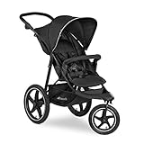 hauck Runner 2, Schwarz - Robuster Dreirad Buggy mit XL Lufträdern, Federung, UV Schutz 50+, XL Netzfenster, Verstellbarer Schieber, mit Liegefunktion für Kinder ab Geburt bis 22 kg, Faltb
