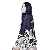 G-LIKE Japanische Kimonos Damen Kleiung - Traditionell Haori Kostüm Robe Tokio Harajuku Drachen Muster Antik Jacke Nachthemd Bademantel Nachtwäsche (Schwarz)