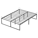 VOUNOT Bettgestell 140x190 cm Metallbett mit Lattenrost und Stauraum unter dem Bett, Bettrahmen für Schlafzimmer Gästezimmer, Leise und Robust, Höhe 36cm, Schw