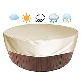 DFANCE Outdoor SPA Whirlpool Abdeckung Runder Allwetter Garten Whirlpool Abdeckung wasserdichte, UV Beständige SPA Pool Staubschutz,Pool winterplane für Badewannen Freien,Beige,160x90