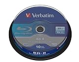 Verbatim BD-R Single Layer Blu-ray Rohlinge 25 GB, Blu-ray-Disc mit 6-facher Schreibgeschwindigkeit, mit Kratzschutz, 10er-Pack Spindel, Blu-ray-Disks für Video- und Audiodateien