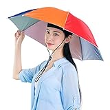 Yius 1 x Regenschirmhut, Tarn-Angelkappe, Regenbogen-Regenschirmhut mit Gummiband, tragbarer Reise-Regenschirm-Hut, Sonnenschutz, Regenschutz für Outdoor-Angeln, Wandern (Wassermelone)