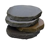 Splittprofi 4 Stück Trittplatte aus Naturstein grau braun ca. D= ca. 30cm Trittstein Stepstone rund 4 Stück Kanten gebrochen