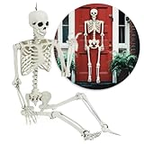 com-four® 160cm Deko Skelett für Halloween - XXXL-Skelett aus Kunststoff zum Aufhängen und Aufstellen - Lebensgroßes Skelett mit beweglichen Gelenken - hoher Grusel-Faktor (XXXL - 1 Skelett - 160cm)
