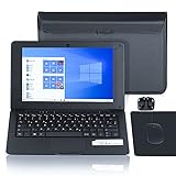 Laptop 10.1 Zoll Notebook , Windows 10 Quad Core Netbook Computer, Full HD IPS-Display Leptop, Netflix,YouTube,WiFi,HDMI, mit Laptoptasche, Maus, Mauspad, Kopfhörer (Schwarz)
