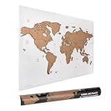 ewtshop® Rubbel-Weltkarte, 60 x 40 cm mit Marker und Schaber, Weltkarte zum Rubbeln