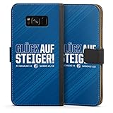 Klapphülle kompatibel mit Samsung Galaxy S8 Plus Duos Handyhülle aus Kunst Leder schwarz Flip Case FC Schalke 04 Bundesliga S04