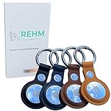 REHM Premium AirTag Schutzhülle aus PU-Leder, 4er Pack, AirTag Tracker-Abdeckung, AirTags Case Cover, Schlüsselanhänger für Apple Air Tag, Hülle, Keychain