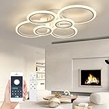 LED Deckenleuchte Φ80cm Weiß, mit Memory Funktion, Deckenleuchte Wohnzimmer Dimmbar mit Fernbedienung Farbwechsel 2700K-7000K Helligkeit Einstellbar, Modern Deckenlampe Schlafzimmerlampe Küche