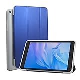 Hülle für 8-Zoll-Tablet, kompatibel mit CWOWDEFU 8-Zoll-Tablet F80W Slim White TPU Back Protective Case Tri-Fold Full Back Cover Translucent White + Blue